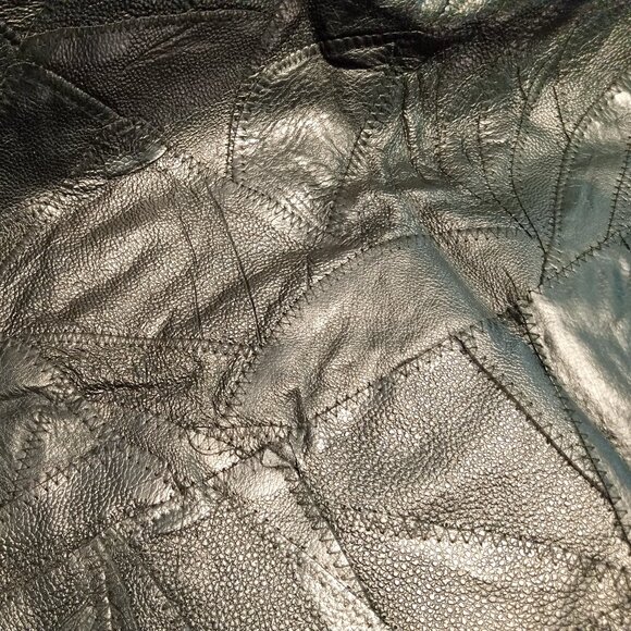 Patchwork Leather Garment Bag with embroidered Dallas Dance Festival Logo - Picture 13 of 14